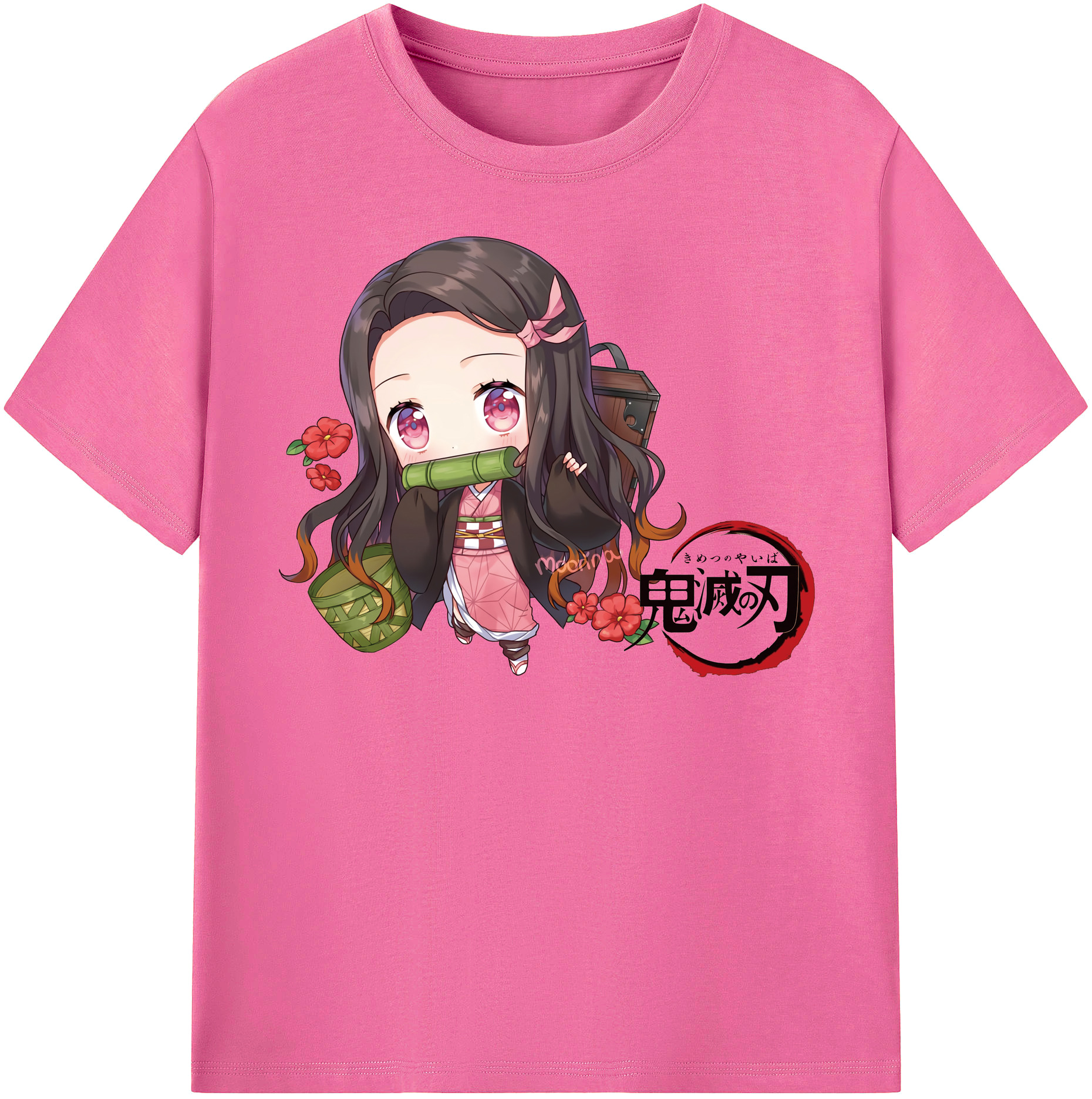 （画像用） 鬼滅の刃（きめつのやいば）竈門 禰󠄀豆子／かまど ねずこ Kamado Nezuko レディースカジュアルプリントTシャツ（綿100％）